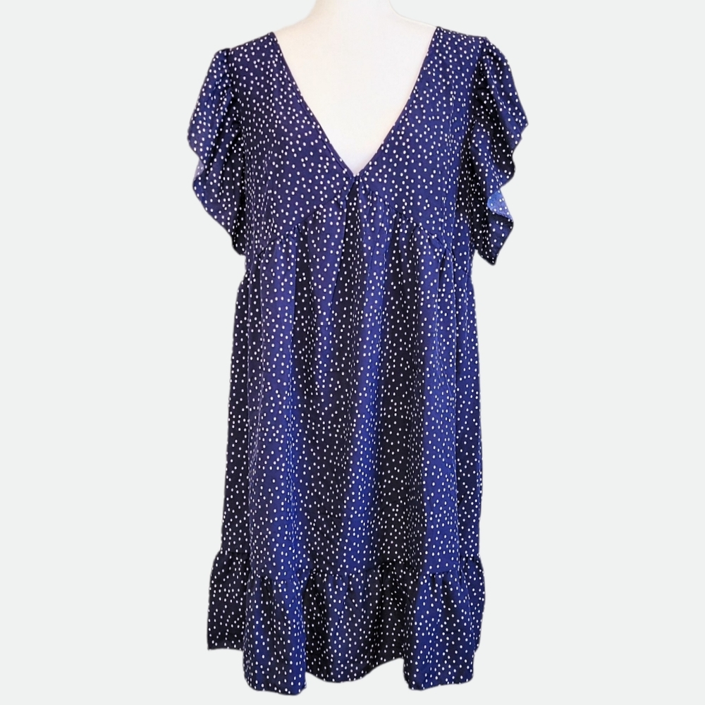 NWOT Shein Curve V-Neck Ruffle Hem Empire Waist Dress - Polka Dots 3XL 18